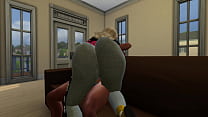 Sims 4 dos hembras follando en un sofá