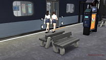 一个老陌生人在亚洲地铁里摸索一个年轻的亚洲女孩