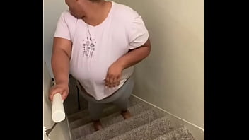 He nutted all over my fat pussy on the stairs