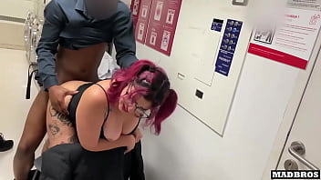 Hot Girl with Big Ass Fucked by 2 BBC in a Laundry room !!!