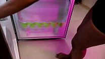 Young girl playing with her tits in the kitchen full video