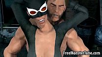 3D Catwoman wird von Wolverine im Freien gefickt