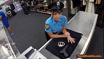 Latina police lady blows and fucks pawnshopowner for more cash